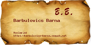Barbulovics Barna névjegykártya